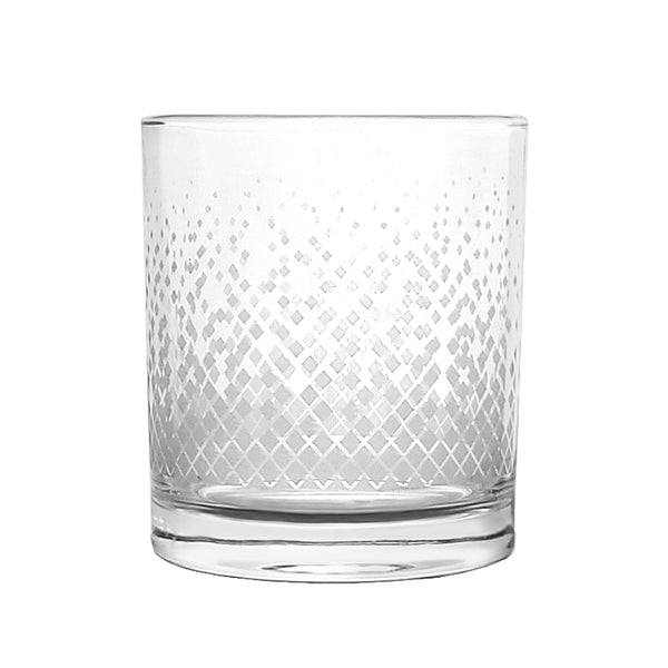 BarConic® Retro Old Fashioned Glass w/ Silver Diamond Wrap - 10 ounce