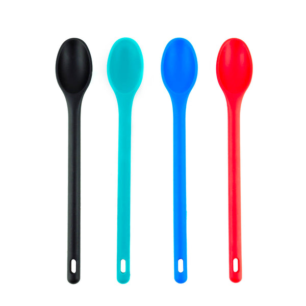 BarConic®  Heat Resistant Silicone Spoons - Non Stick - Set of 4 - 12 inch