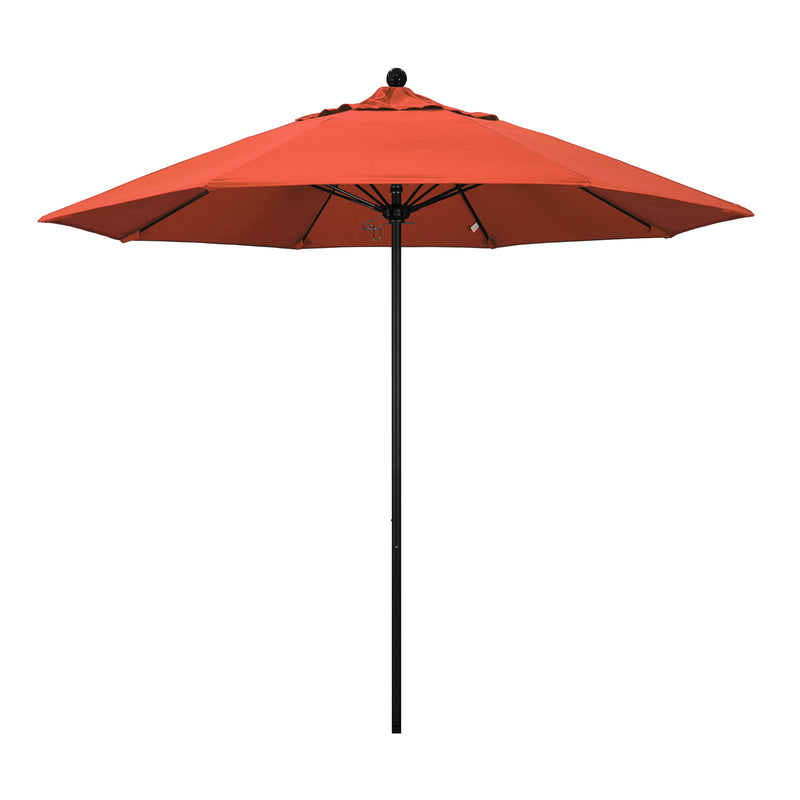 California Umbrella 9' Pole Push Lift SUNBRELLA With Black Aluminum Pole - Sunset Fabric