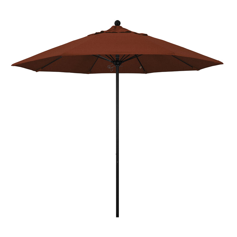 California Umbrella 9' Pole Push Lift SUNBRELLA With Black Aluminum Pole - Terracotta Fabric
