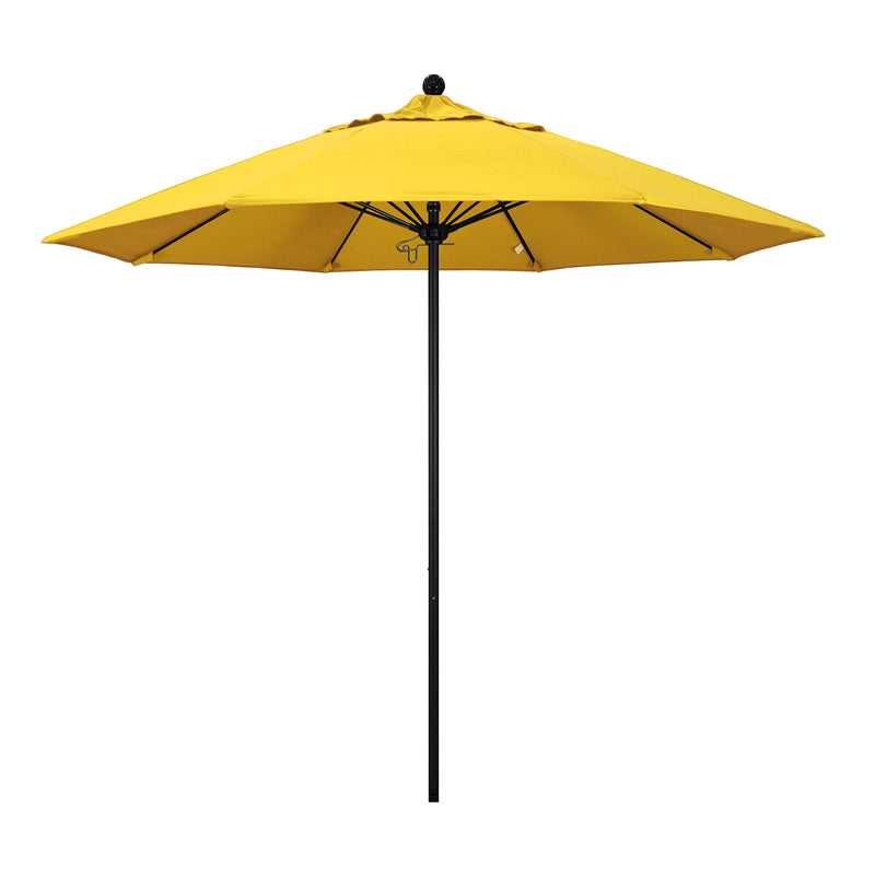 California Umbrella 9' Pole Push Lift SUNBRELLA With Black Aluminum Pole - Lemon Fabric