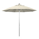 California Umbrella 9' Pole Push Lift SUNBRELLA With Silver Anodized Aluminum Pole - Beige Fabric