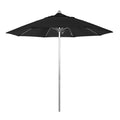 California Umbrella 9' Pole Push Lift SUNBRELLA With Silver Anodized Aluminum Pole - Black Fabric