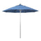 California Umbrella 9' Pole Push Lift SUNBRELLA With Silver Anodized Aluminum Pole - Frost Blue Fabric
