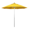 California Umbrella 9' Pole Push Lift SUNBRELLA With Silver Anodized Aluminum Pole - Lemon Fabric