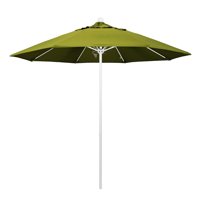 California Umbrella 9' Pole Push Lift SUNBRELLA With White Aluminum Pole - Kiwi Fabric
