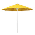 California Umbrella 9' Pole Push Lift SUNBRELLA With White Aluminum Pole - Lemon Fabric