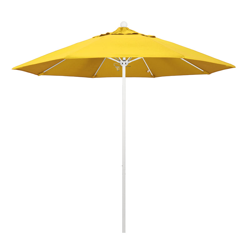 California Umbrella 9' Pole Push Lift SUNBRELLA With White Aluminum Pole - Lemon Fabric