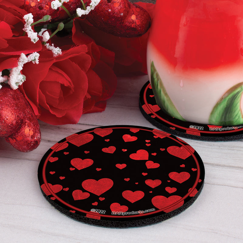 Round Foam Coaster - Hearts Design - 4 Inch