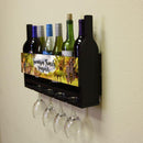 WALL MOUNTED Wine Bottle &  Wine Glass Hanging Plaque