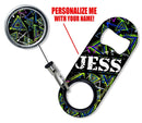 CUSTOMIZABLE Mini Bottle Opener with Retractable Reel - Abstract Triangles