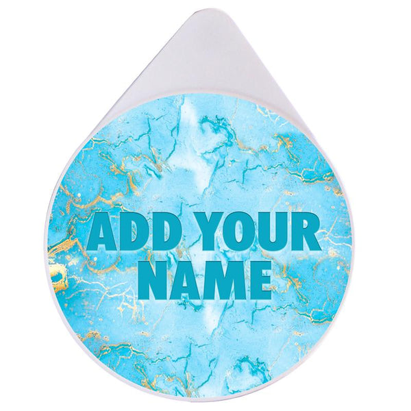 ADD YOUR NAME - Custom Glass Rimmer Lid - Turquoise Marble