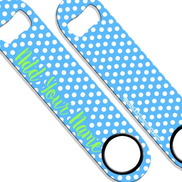 ADD YOUR NAME SPEED Bottle Opener – Polka Dots - Blue
