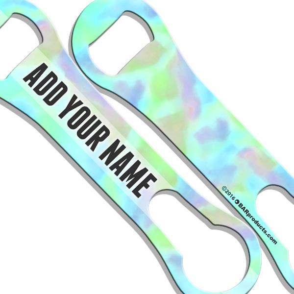ADD YOUR NAME V-Rod® Bottle Opener - Watercolor Tie Dye BLUE/GREEN