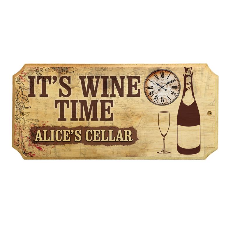 Custom Wood Plaque Sign - Time For Wine
