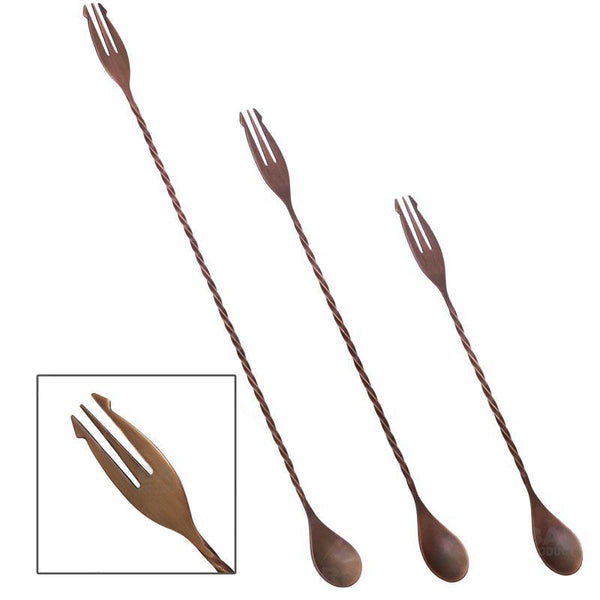 BarConic® Trident Bar Spoons - Antique Copper Finish - Several Lengths Available