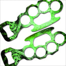 Kolorcoat™ Knuckle Buster Bottle Opener - Grunge Skulls - Green