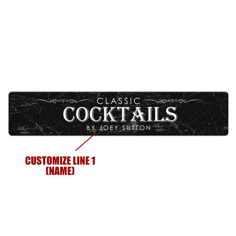 Customizable Printed Bar Mat - Classic Cocktails - 20" x 4"