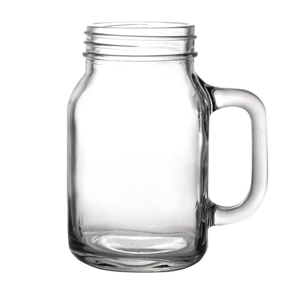 Deco Glass Drinking Mason Jar Cups with Handle & Wooden Carrier with  Reusable Straws, Lids & Handles Set of 6, 16oz