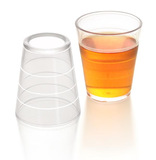BarConic 2oz Thick Clear Plastic Shot Glass Case of 48 Sleeves