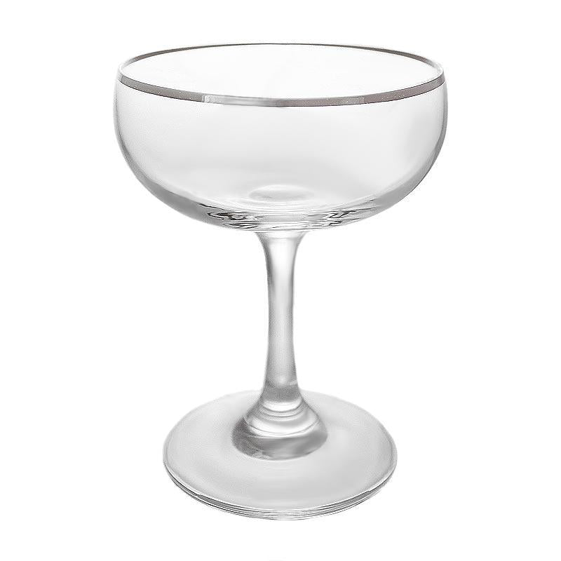 BarConic® Glassware - Silver Rimmed Coupe Cocktail Glass - 7 oz