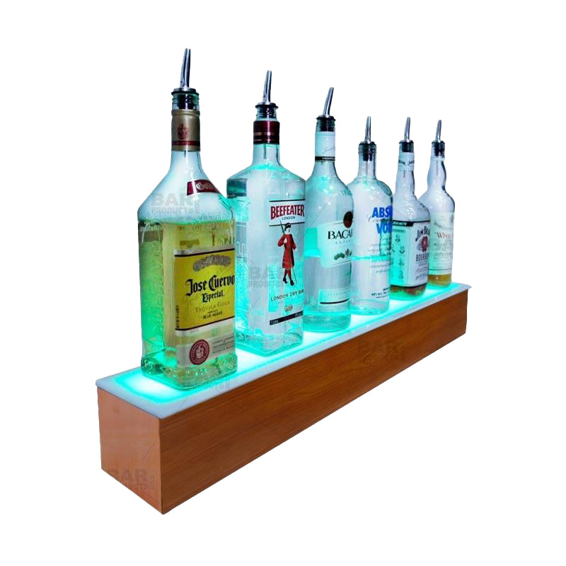 BarConic® LED Liquor Bottle Display Shelf - 1 Step - Wild Cherry - Several Lengths