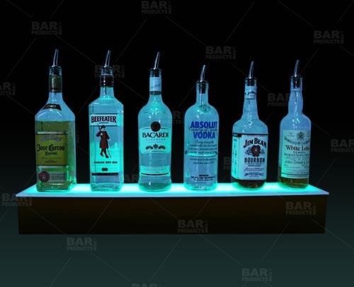 BarConic&reg; LED Liquor Bottle Display Shelf - 1 Step - Mahogany - Several Lengths