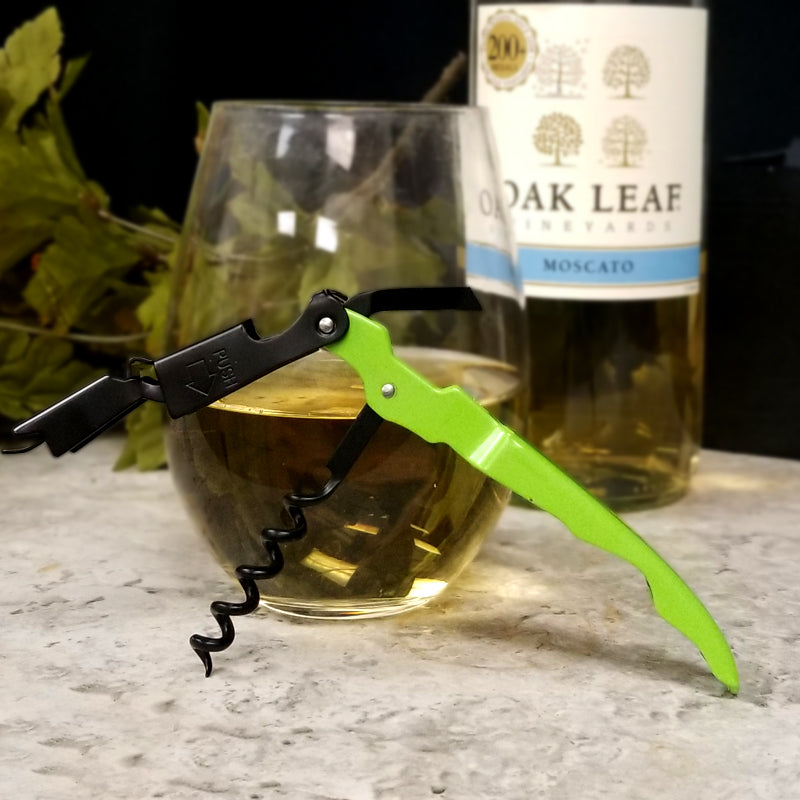 BarConic Neon Green and Black Double- Hinged Corkscrew with Black Worm