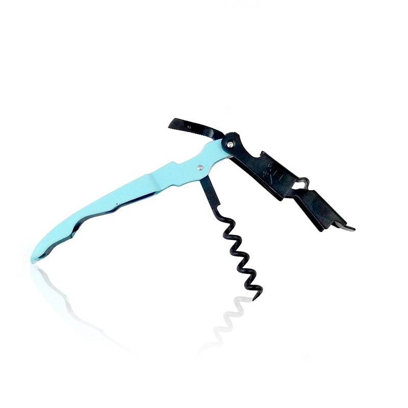 BarConic SeaFoam Blue and Black Double-Hinged Corkscrew with Black Worm