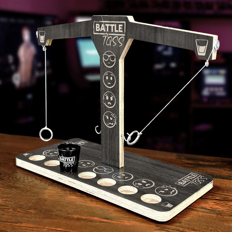 Battle Toss - 2 Player Ring Toss Game - Emoji Track Dark Arcade Basement Counter Bar