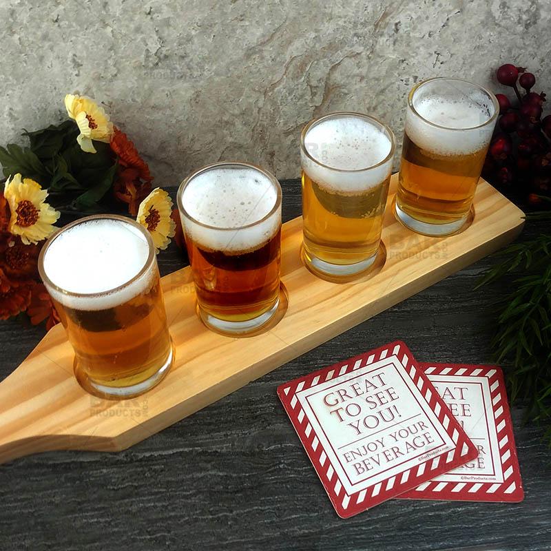 BarConic® 4 Hole Wooden Beer Sampler Paddle / Flight Tray – Bar Supplies