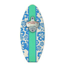 Blue Hawaiian Flowers Wooden Surfboard Wall Bottle Opener