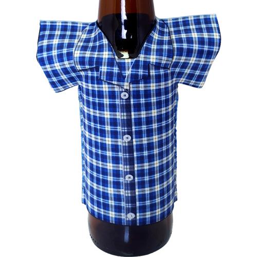T-Shirt Style Bottle Cooler - Pajamas - Blue Plaid