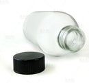 Boston Round Craft Bartending Bottle w/ Black Lid - Clear 4oz