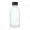 Boston Round Craft Bartending Bottle w/ Black Lid - Clear 4oz