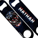 ADD YOUR NAME Speed Bottle Opener - Grunge American Flag Skull