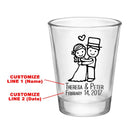  CUSTOMIZABLE - 1.75oz Clear Shot Glass - Cute Bride and Groom
