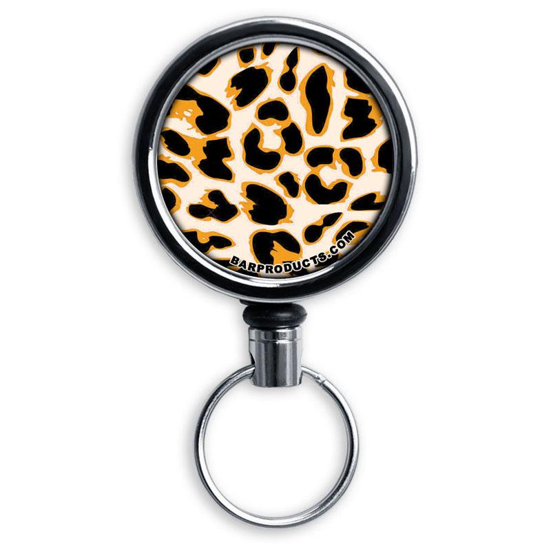 Kolorcoat™ Mini Bottle Opener with Retractable Reel - Orange Cheetah