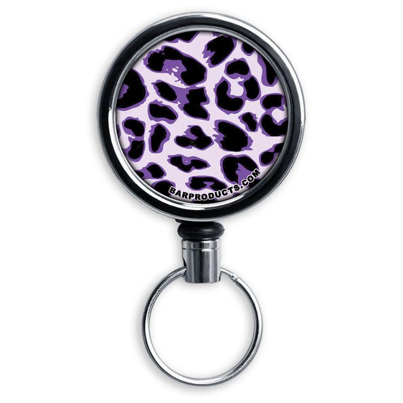 Mirrored Chrome Retractable Reel - Purple Cheetah