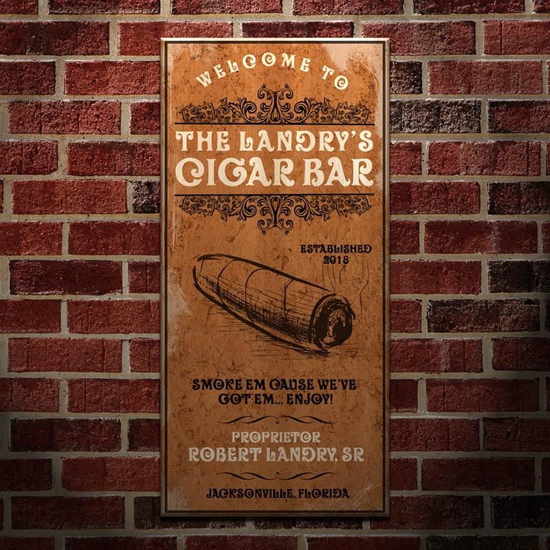 CUSTOMIZABLE Large Vintage Wooden Bar Sign - Cigar Bar - 11 3/4" x 23 3/4"