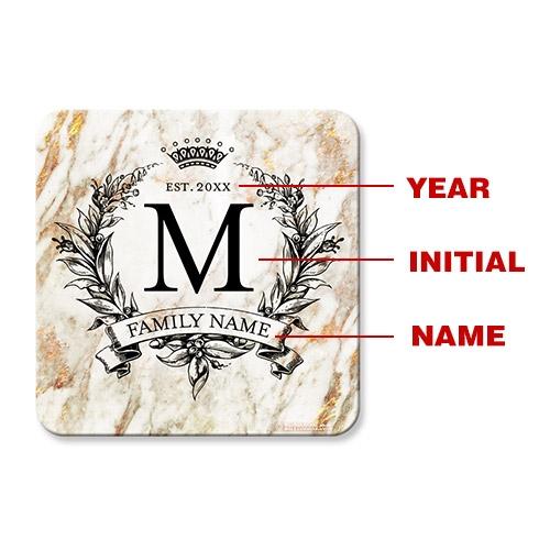 Marble Monogram - CUSTOMIZABLE Cork Bottom Coaster 