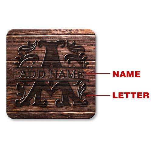CUSTOMIZABLE Wood Monogram Letter - Cork Bottom Coaster