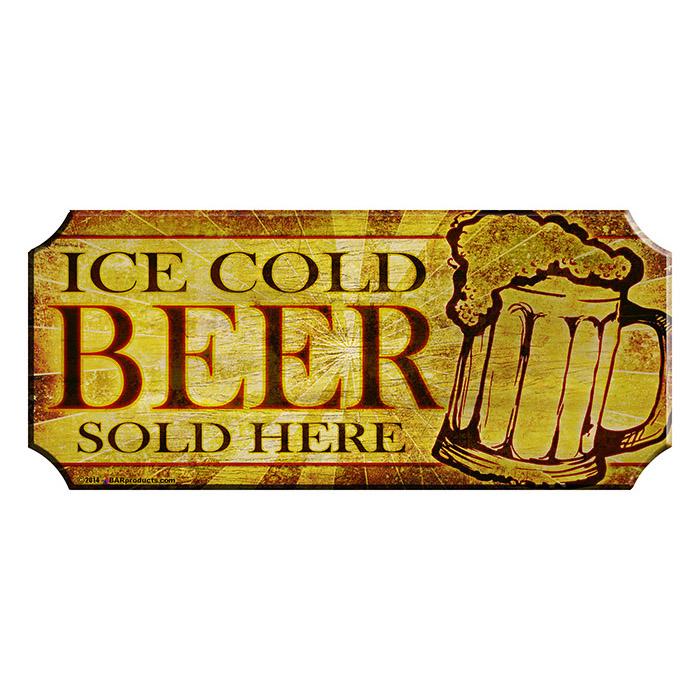 Ice Cold Beer - Wood Plaque Kolorcoat™ Bar Sign – Bar Supplies
