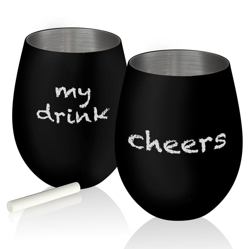 Fleming Sales 10336 17OZ Stemless Wine Glass Black Matt