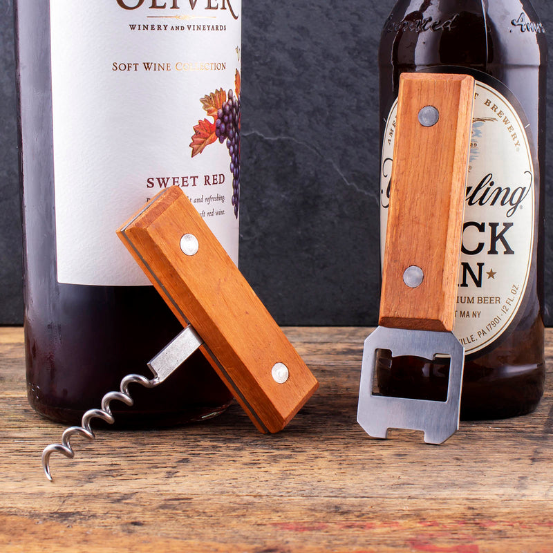Bottle Opener w/ Wood Corkscrew