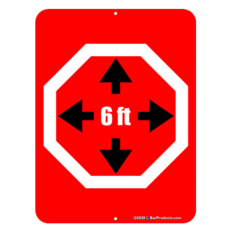 6ft Distance Line Sign Kolorcoat™ Compliance Signs - 6 Feet Apart (Options) – Bar Supplies