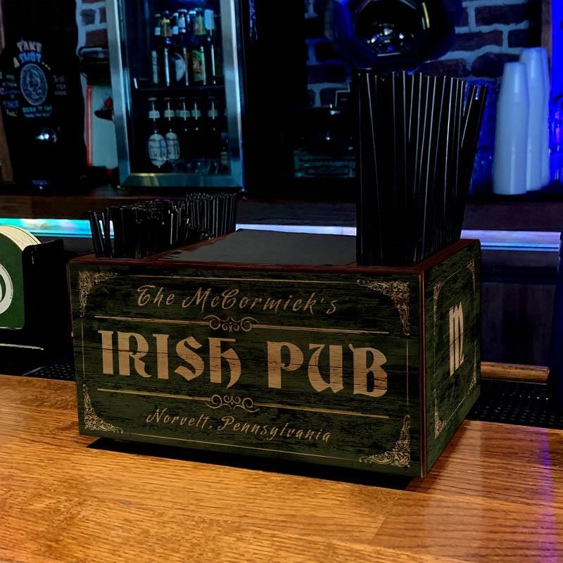 Wooden Bar Caddy - Irish Pub - Customizable