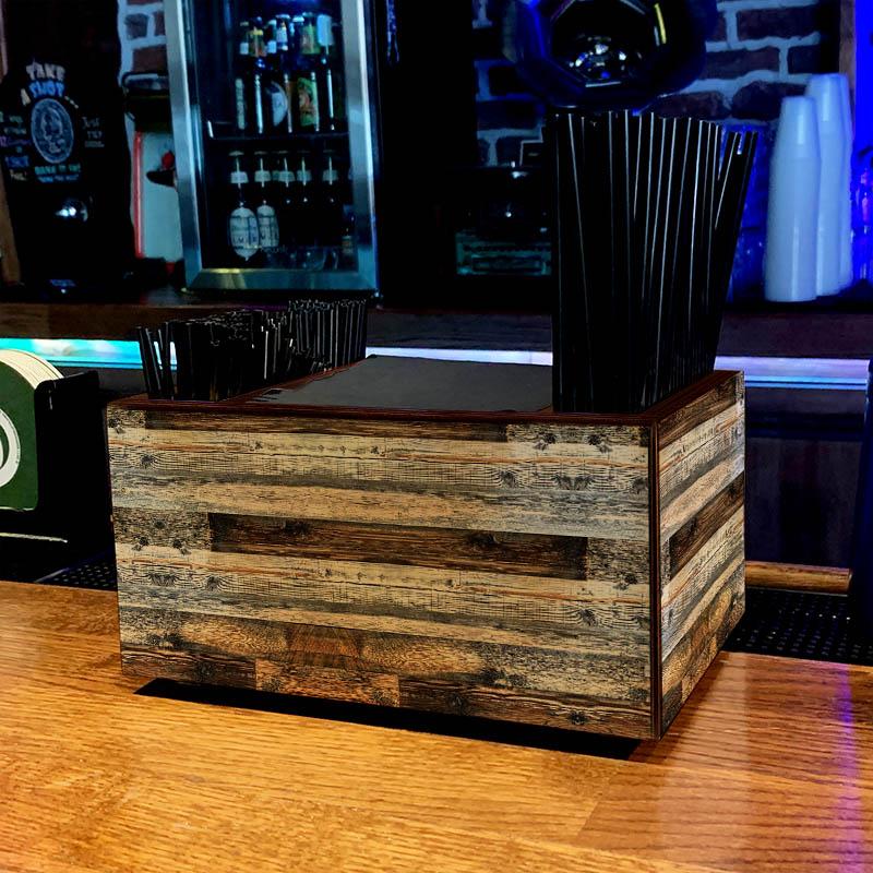 Rustic Wood Planks Wooden Bar Caddy