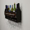 Wall Mounted Wine Bottle & Glass Hanging Shelf w/ Uncork & Unwind Plaque Side 6 Bottles 4 Glasses