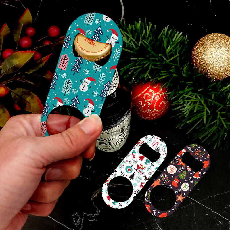 Christmas Pattern Mini Bottle Openers - Sold in Packs of 3 or Individually